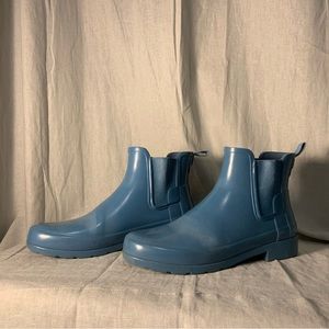 HUNTER Blue Chelsea Ankle Low-Top Rain Boots ☔️🌧️